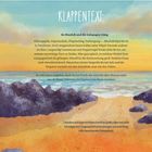 Oben steht "KLAPPENTEXT:". Eine Illustration zeigt einen Strand mit Felsen vor einem bunten Himmel. 