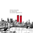 "DOSSIER 1", darunter: "Ich kenne niemanden, der vergessen hat, was an jenem Tag passiert ist...". Illustration einer Stadt mit roten Türmen.