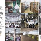 Zitat über luxuriöse Ausstattung in Zügen. Bilder zeigen elegante Innenräume und Gäste in noblen Einrichtungen des frühen 20. Jhd.