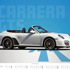 Text: CARRERA GTS, April. Ein weißes Cabrio vor blauem Hintergrund. Kalendermonat unten.