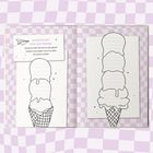 "BUCKETLIST FÜR DIE FERIEN": Liste der Pläne auf Eiskugeln zum Schreiben, Zeichnung eines großen Eistütens.