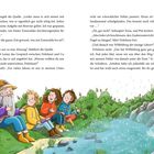Text beschreibt ein Gespräch zwischen Lenny, Firlefanz und einer Quelle. Unten Illustration: Figuren sitzen am Wasserfall.