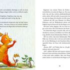 Ein kleiner Drache steht im Regen, begeistert von seinem Talent als Dichter. Neben ihm sind zwei neugierige Mäuse.