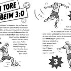 Titel: DREI TORE BEIM 3:0. Spieler "Nick" brilliert bei U21-EM. Diskussion über möglichen Vereinswechsel. Illustrationen von Spielern.