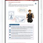 Text: "Werbeplakat für Louis and Fifi", "Überlegt euch ein eigenes spannendes Format und Layout!", "Tipps für ein Werbeplakat".  
Das Bild zeigt eine Illustration eines Friseurs mit Schere und Kamm, und einige Skizzen mit Symbolen wie dem Eiffelturm und einem Wal.