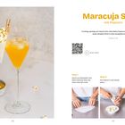 Maracuja Spritz mit Popcorn. Fruchtig, spritzig, ein Hauch Kino. Drei Schritte: Tüte falten, Popcorn einfüllen, am Glas befestigen.