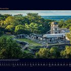 11 November. Majestätische Maya-Stadt Palenque, umgeben von dichtem Wald. Unten ein Kalender für November mit Wochenzahlen.