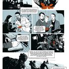 Texte über Medikamentenüberdosen, Schmerzmittel, Fentanyl; schwarz-weiße Illustrationen von Menschen und Soldaten.