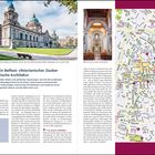 „Unterwegs in Belfast: viktorianischer Zauber und futuristische Architektur.“ Karte von Belfast mit markierten Orten.