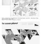 "[fig.6] World Map on Dymaxion Projection, April 1944. [fig.7] The Ocean Planet, 1969." Zwei Karten in geometrischer Anordnung.