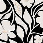 2027. Florale Illustration mit großen Blüten und geschwungenen schwarzen Linien auf hellem Hintergrund.