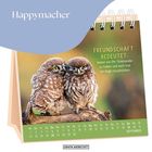 Text oben links: "Happymacher". Rechts: "Freundschaft bedeutet: Immer ein Ohr füreinander zu haben und auch mal ein Auge zuzudrücken." Zwei Eulen auf einem Ast. Darunter ein Monatskalender für September.