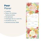 Texte: Paarplaner 2027, 3-spaltig, Planer mit schönen Textbotschaften. Illustration mit bunten Blumen.