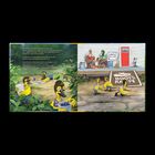 Es gibt keine Probleme, die gerne Obst essen und sehen. Ein gelbes Mädchenphone, zwei Vögel, ein Beet mit Bohnen.
