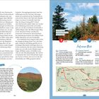 "Auf einen Blick": mittel, 9 km, 350 Hm, 2.30 Std. Tourencharakter: Schattiger Anstieg. Bild von Bäumen mit blauem Himmel. Wanderkarte zeigt Route.