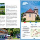 "Jetzt halten wir uns rechts", "Mit bester Aussicht", "Entspannt bergab", "Einkehrtipp". Bild mit Kirche, Landschaft, Routenkarte.