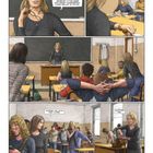 "PETRARCA vergleicht sich hier... Verlust zu füllen... Arbeiten Sie das bitte... Schön... Tag noch, Frau Cohen."  
Eine Lehrerin spricht vor der Klasse. Schüler verlassen den Raum.