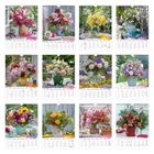 Jeder Monat ist mit Blumengestecken dargestellt, von Januar bis Dezember. Jeder Kalender zeigt ein farbenfrohes Arrangement.