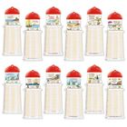 Text oben: Namen von Monaten. Darunter Listen mit Linien. Fröhliche Illustrationen über jedem Abschnitt.