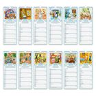 Es sind Monatsnamen von Januar bis Dezember zu sehen, begleitet von Illustrationen im ländlichen Stil.