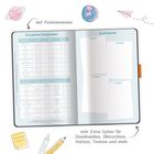 „Schulferien Deutschland“, „Quartalsziele“, „mit Ferienterminen“, „viele Extra-Seiten für Stundenpläne“. Buch mit Tabellen.