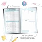 Schulferien Deutschland, Quartalsziele. Illustrationen von Planeten, Papierflieger und Stiften.