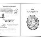 "Kreative Mitgestaltung für Kinder.", "Das Schrumpelchen". Illustration eines Wesens mit großen Augen in einem ovalen Rahmen.