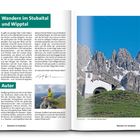 Links oben: "Wandern im Stubaital und Wipptal". Unten: Informationen über den Autor Wolfgang Heitzmann. Rechts: Foto einer Kapelle vor schroffen Bergen.