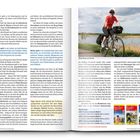 Texte: "Weiter geht's von Guben", "Beste Wege nur für uns", "Tipp: Warum nicht einmal das Fortbewegungsmittel wechseln?" 

Bild: Eine Frau auf einem Fahrrad neben einem See.