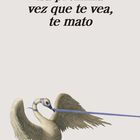 "La próxima vez que te vea, te mato", Paulina Flores. Illustration eines Schwans mit verbundenem Kopf im Wasser.