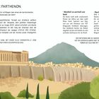 "Der Parthenon" beschreibt den Tempel auf der Akropolis. Illustration: Parthenon und eine Eule im Vordergrund.