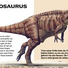 GIGANOTOSAURUS. Er war so groß wie ein Bus. Steckbrief: Lebensraum Südamerika. Eine Illustration eines großen Dinosauriers.