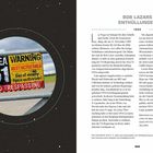 Text links: "AREA 51 WARNING RESTRICTED AREA Use of deadly force authorized NO TRESPASSING." Text rechts: "BOB LAZARS ENTHÜLLUNGEN 1989." Links Warnschild mit Area 51, rechts Artikel.