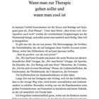 Wann man zur Therapie gehen sollte und wann man cool ist. Text über Instagram-Posts und soziale Gruppen. Seitenzahl: 23.