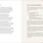 Links: "Garrett Hongo - Miso Soup". Rezept und Geschichte über Miso-Suppe in Hawaii und Oregon. Rechts: Rezeptanleitung für Miso-Suppe mit Heilbutt, einschließlich Zutaten und Zubereitung.
