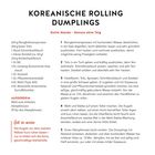 Koreanische Rolling Dumplings Rezept: Mungbohnensprossen, Tofu, Rinderhack, Sojasauce. Schritte für Zubereitung und Tipps.