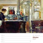 04 Mo, 05 Di, 06 Mi, 07 Do, 08 Fr, 09 Sa, 10 So. 40. Woche, Oktober 2027. Malerei eines Cafés mit Personen.