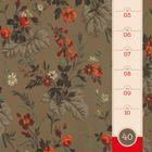 Kalender mit Oktoberwoche, Blatt- und Blütenmuster auf braunem Hintergrund, Daten von Montag 4 bis Sonntag 10, Woche 40.