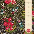 Kalenderwoche 42, Oktober, Tage vom 18. bis 24. Blumenmuster mit großen roten Blüten und vielen kleinen bunten Blumen.