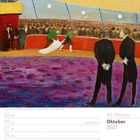Kalender für Oktober 2027, Woche 43. Illustration eines Zirkus von Marianne von Werefkin.