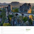 Text: "Basteibrücke in der Sächsischen Schweiz - Sachsen"

Kalenderansicht für Oktober 2027, Bild zeigt eine steinerne Brücke in einer Felslandschaft.
