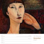 November 2027, 44. Woche, Allerheiligen. Gemälde: Frau mit Pony, 1917 von Amedeo Modigliani. Gesicht einer Frau.