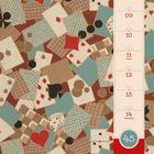 Kalender mit Daten von 08 bis 14 NOV, Volks­trauertag markiert. Hintergrund: Spielkarten, Würfel, Kreise in beige, rot, schwarz.