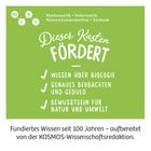 Grüne Illustration: "Fördert Wissen über Biologie, Beobachtung und Geduld, Bewusstsein für Natur." MINT-Logo oben.