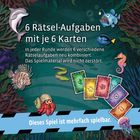 6 Rätsel-Aufgaben mit je 6 Karten. Bunte Meeresbewohner und Karten vor einem grünen Hintergrund.