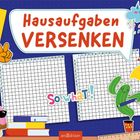 „Hausaufgaben versenken“, „Mit über 90 Vorlagen“, „So what!“. Illustration: Eis, Kaktus, Wolke, Bücher, Papier.