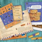 "Hallo, bist du bereit für einen Grusel-Spezialauftrag? Der Poltergeist Paul. Erst mal ein kurzer Überblick."  
Verschiedene bunte Karten mit Illustrationen von Objekten und Kreaturen.