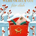 "Weihnachtspost für dich" steht über einem roten Briefkasten mit Schnee, darin ein Brief und grüner Zweig.