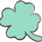 Ein hellgrünes, vierblättriges Kleeblatt mit silbernem Rand als Illustration.