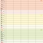 Kalender für September 2027. Wochentage und Zahlen in farbigen Reihen, Notizbereich unten.